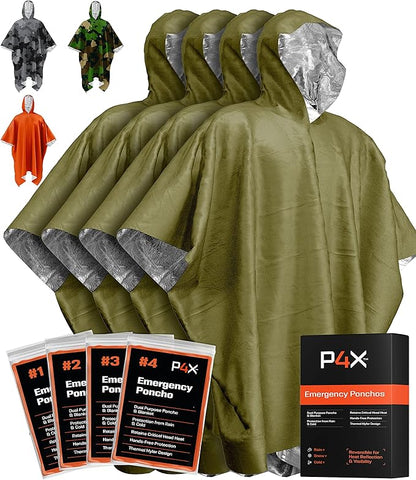 PREPARED4X Emergency Mylar Poncho – Survival Rain Poncho by PREPARED4x