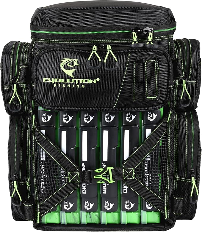 Evolution Fishing Drift Series Tackle Backpack, Outdoor Rucksack w/ 6 Fishing - Image 3