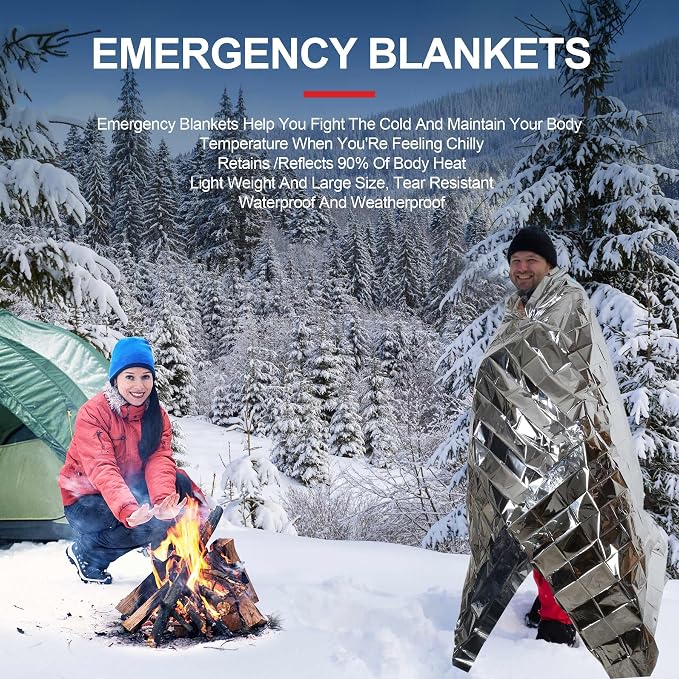 9 Pack Emergency Blankets, Outdoor Survival Emergency Insulated Gear, Mylar - Image 5