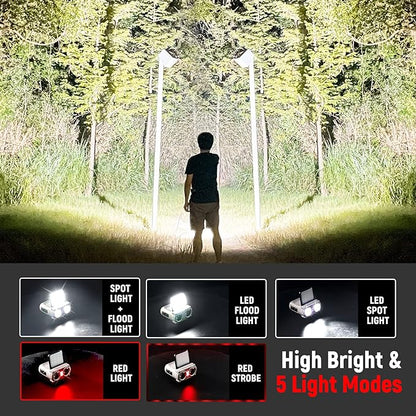 Hopedone LED Hard Hat Light, 800Lumens Rechargeable Dimmable Clip on Cap Lights - Image 3