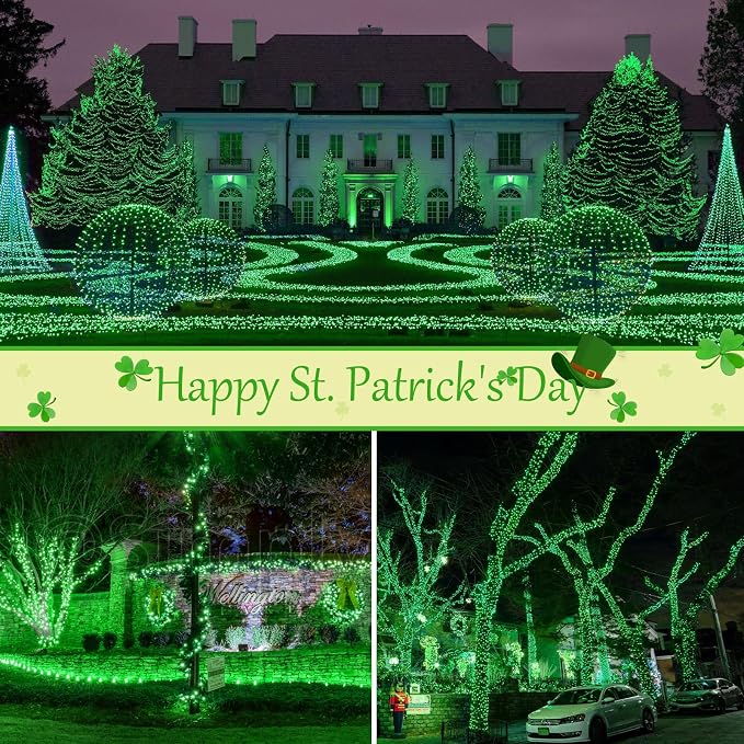 btfarm 4 Pack St Patricks Day Fairy Lights, 320LED 132FT Green Solar String - Image 5