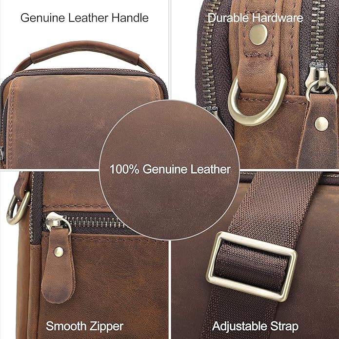 Augus Leather Small Messenger Bag - Image 3