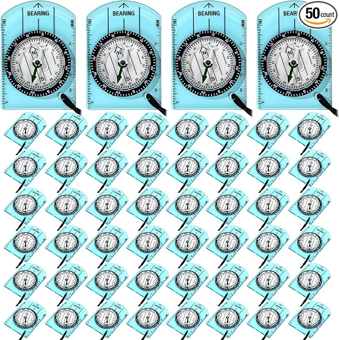 50 Pack Orienteering Compass Bulk Advanced Baseplate Compass Hiking Survival by Unknown