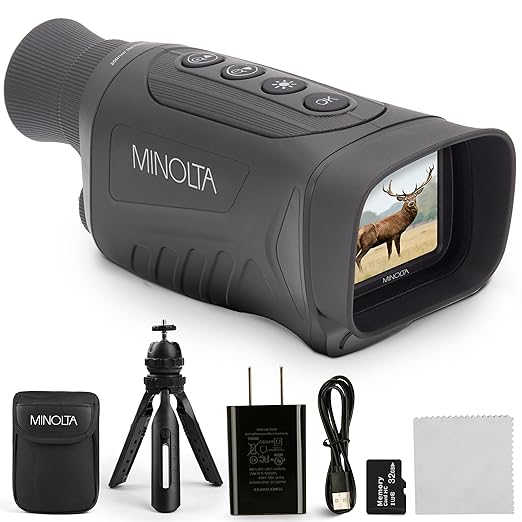 Minolta 6x25 Digital Night Vision Monocular w/Built-in 4K HD Video Camera by Minolta