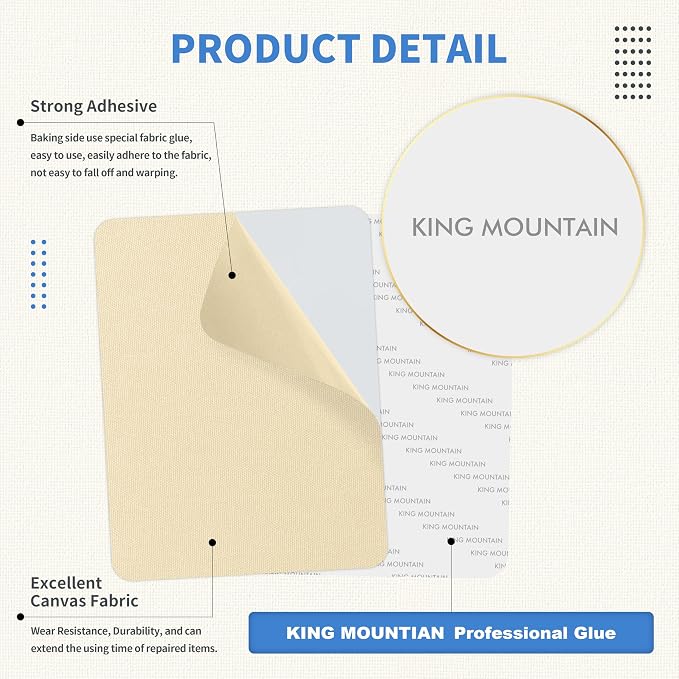 KING MOUNTAIN Canvas Repair Patch 5×8 Inch 8 Pcs Self-Adhesive Waterproof - Image 3