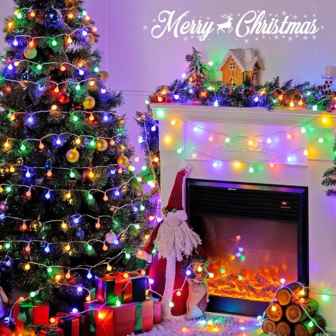JMEXSUSS 100 LED Christmas Lights Indoor Plug in, 33ft 8 Mode Globe String - Image 4