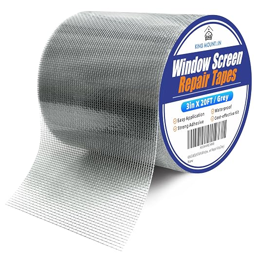 KING MOUNTAIN Grey Window Screen Repair Tape, 3inX20FT Heavy Duty Screen Repair by ForABetterHomeLife