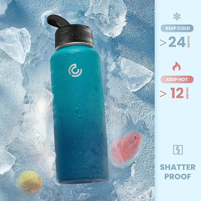 COKTIK 40oz Sports Water Bottle, Stainless Steel Water Bottle - Image 4