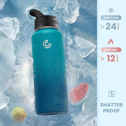 COKTIK 40oz Sports Water Bottle, Stainless Steel Water Bottle - Image 4