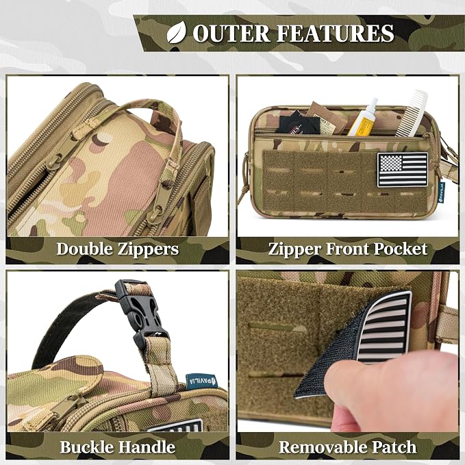 PAVILIA Tactical Toiletry Bag for Men, Travel Hygiene Bag, Military Gear Dopp - Image 4
