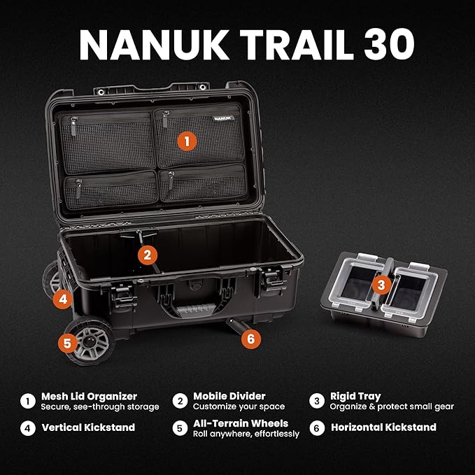 NANUK Trail 30 – 28.5L Waterproof Storage Box – Wheeled and Modular Cargo Case - Image 2