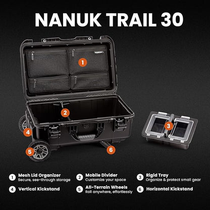 NANUK Trail 30 – 28.5L Waterproof Storage Box – Wheeled and Modular Cargo Case - Image 2