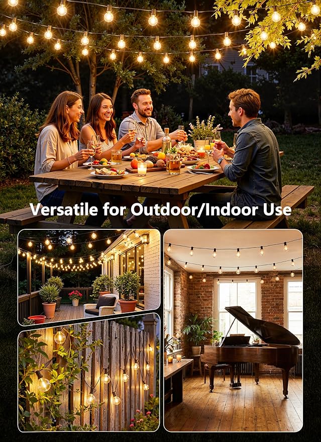 Brightown Outdoor String Lights, 55FT 17 G40 Bulbs Shatterproof Patio Lights - Image 6