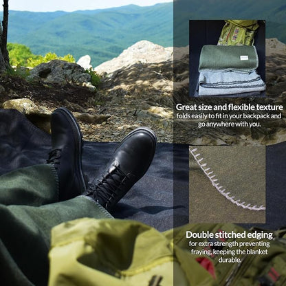 Military Style Wool Blanket – Cushioned, Breathable, Warm & Washable – - Image 4