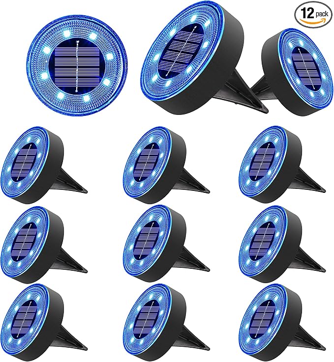 Joomer Solar Ground Lights, 12 Pack 8 LED Solar Lights Outdoor Waterproof IP68 by Joomer