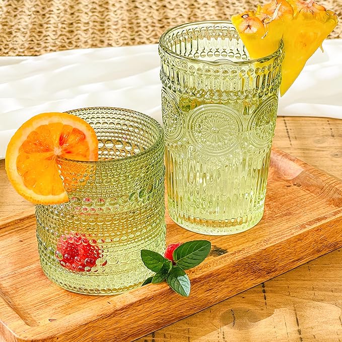 Kate Aspen Sage Green Hobnail Beaded Drinking Glasses Set of 6-10 oz Vintage - Image 7