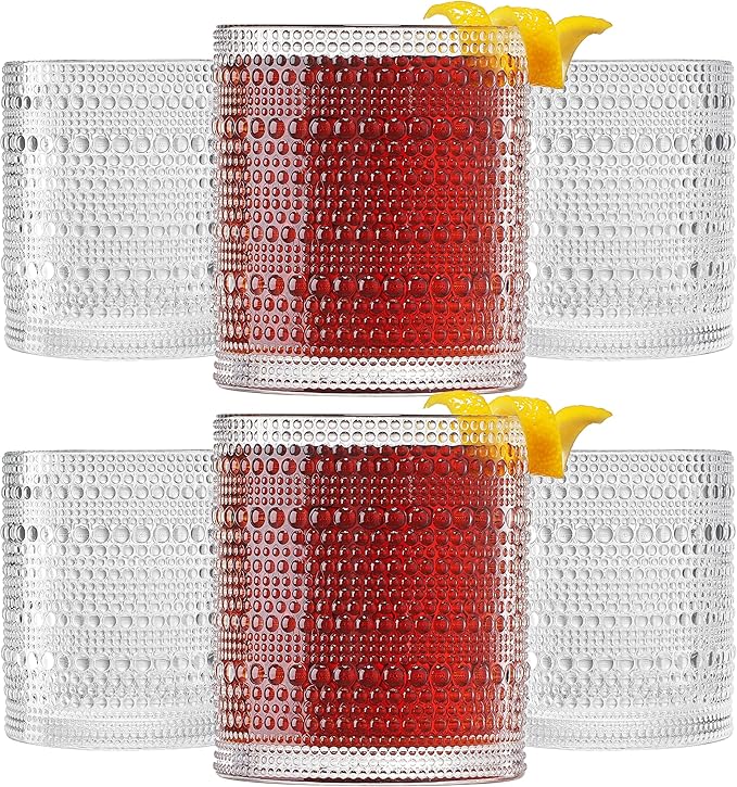 Plastic Hobnail Drinking Glasses Set of 6 Tritan Lowball Cups 14oz, - Image 2