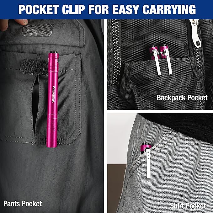 WORKPRO LED Pen Light, Aluminum Pen Flashlights, Pocket Flashlight - Image 5