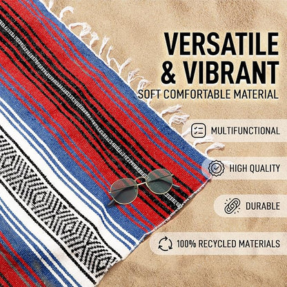 Hydration Nation Authentic Large Handwoven Mexican Striped Throw Blanket - Image 2