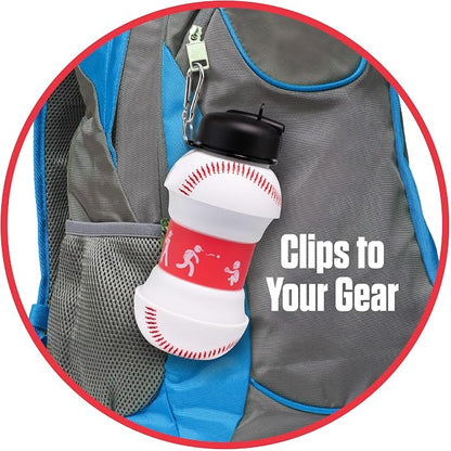 Maccabi Art Clip-On Collapsible BPA-Free Silicone Baseball Water Bottle - Image 7