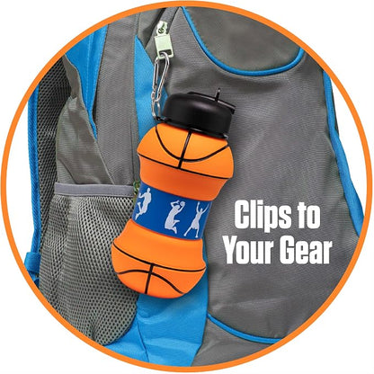 Maccabi Art Clip-On Collapsible BPA-Free Silicone Basketball Water Bottle - Image 7