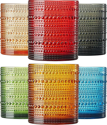 Khen Plastic Hobnail Drinking Glasses Set of 6 Neutral Tones Cups 10oz - Image 2