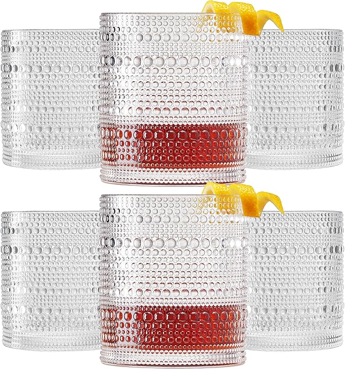 Plastic Hobnail Drinking Glasses Set of 6 Tritan Lowball Cups 14oz, - Image 7